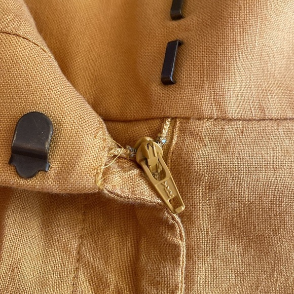 LOFT Linen Blend Riviera Embroidered Scalloped Hem Shorts Mustard Yellow Sz 4 - Picture 6 of 9